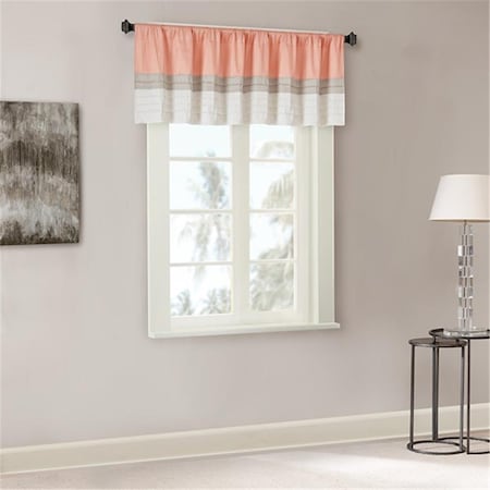 Madison Park 50 x 18 in. Amherst Polyoni Pintuck Window Valance - Coral MP41-4376